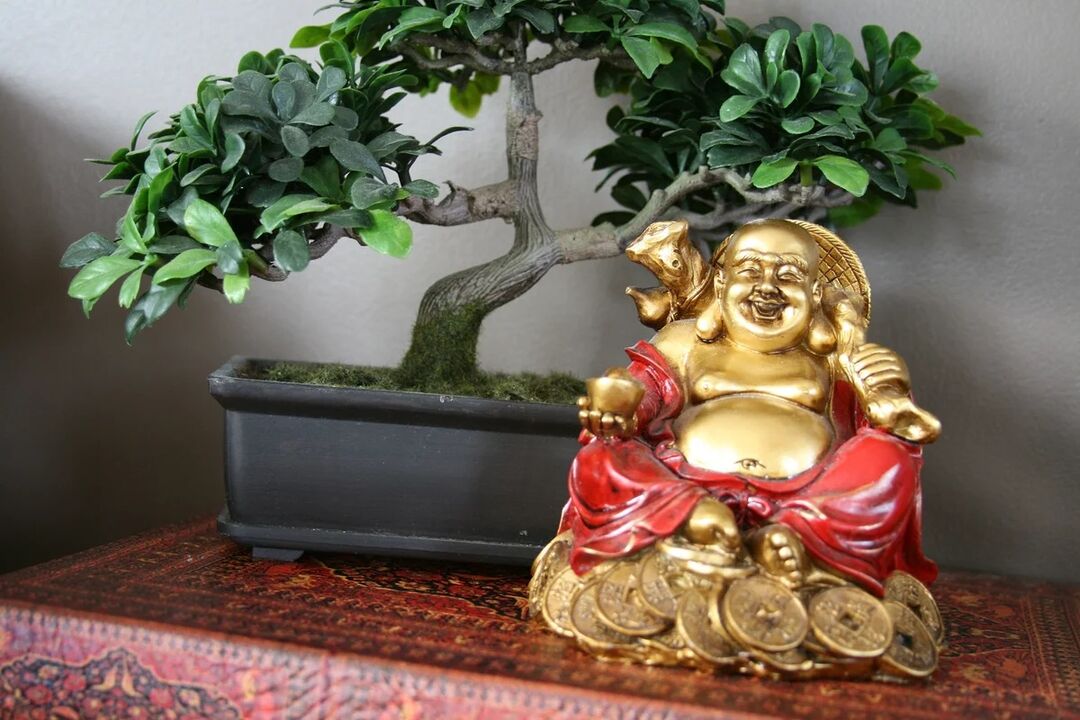 Financial well-being is ensured by the figure of Hotei